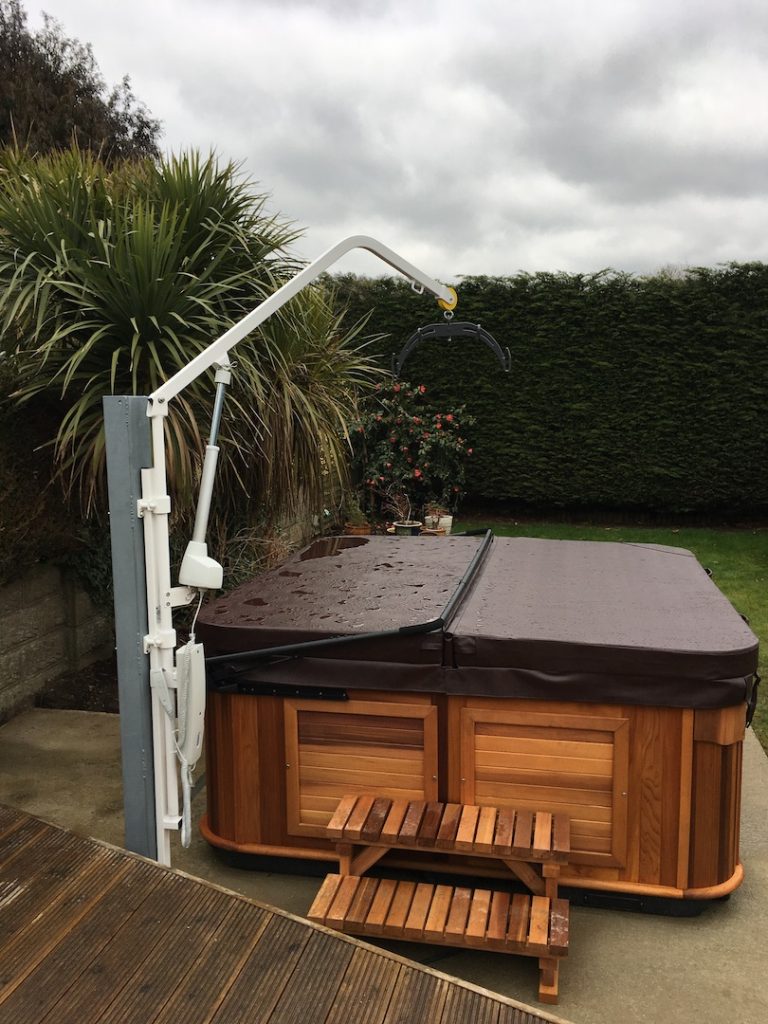 Extended Height and Reach Hot Tub Hoist Dolphin Mobility