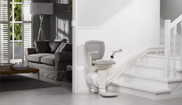 Otolift Curved Stairlift Grey Upholstery